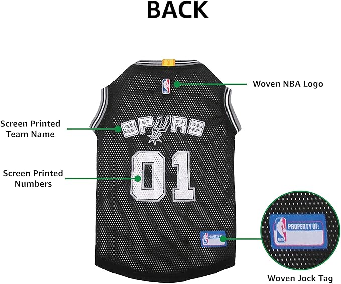NBA SAN ANTONIO SPURS DOG Jersey, Medium - Tank Top Basketball Pet Jersey