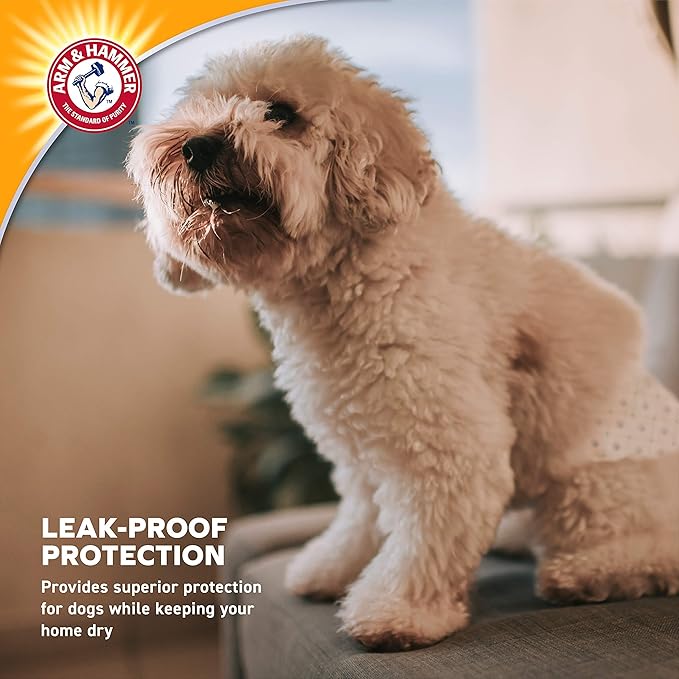 Arm & Hammer Small Male Dog Wraps, Disposable Belly Band Diapers with Baking Soda Odor Control, Super Absorbent Leak Resistant Design for Marking and Incontinence, 12-19 Inch Waist, 12 Count - 6 Pack