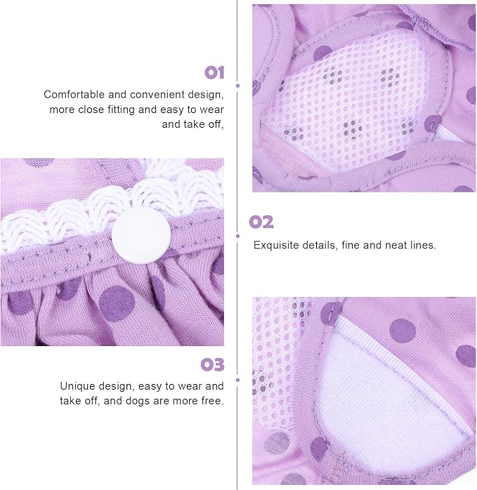 Pet Dog Diaper Pants Female Puppy Sanitary Period Panties with Breathable Fabric Purple L Size for Heat Incontinence and Training