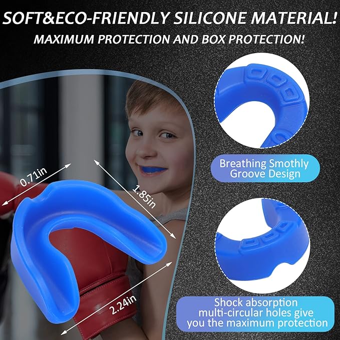 BBTO 6 Pcs Youth Kids Mouth Guard for Sports, Boys Girls Mouth Guard with Case, Mouthguard for Wrestling Boxing Basketball Hockey Football