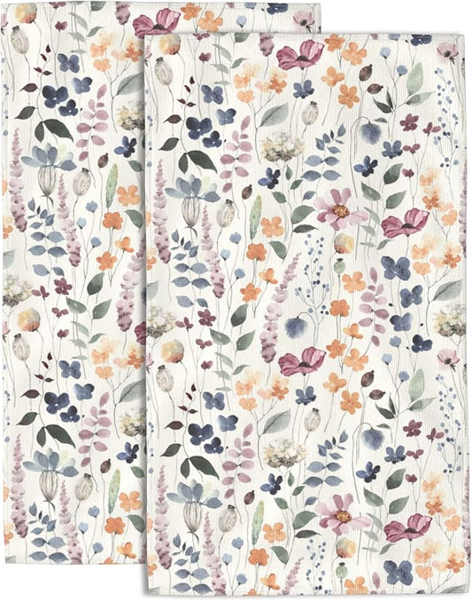 Hand Towels Set of 2 Watercolor Floral Towels for Bathroom Soft Absorbent Decorative Hand Bath Towels Dish Towels for Kitchen Sports Gym Yoga Home Decor 14 x 28 in