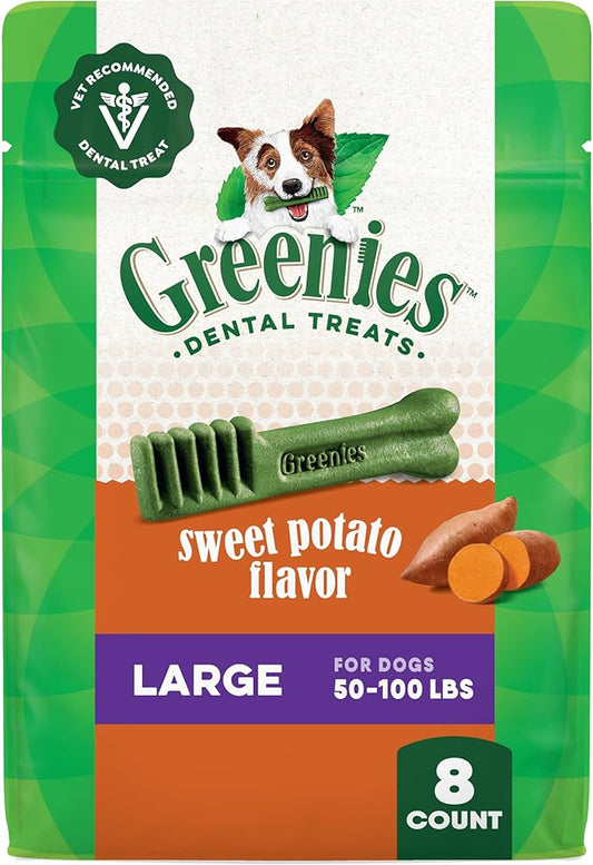 Greenies Large Dog Dental Chews, Sweet Potato Flavor, 12 oz. Pack, 8 Count