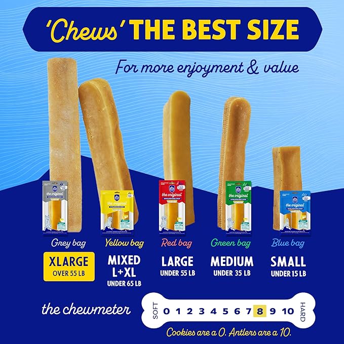 Himalayan Dog Chew Original Yak Cheese Chew, 1 X-Large Stick, 5.3 oz, Gluten Free, Healthy Treats, Grain & Lactose Free 100% Natural, Long Lasting for Dogs Over 55 lbs
