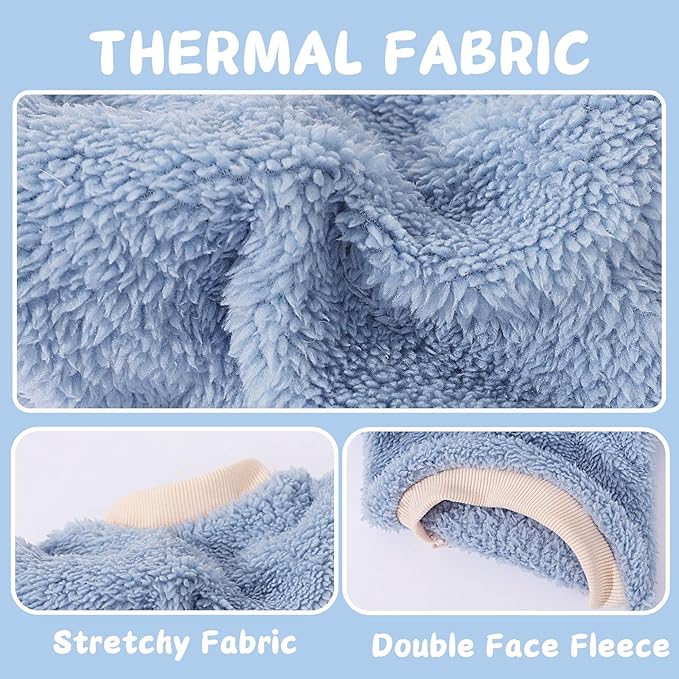 2 Pieces Dog Sweater for Small Dogs Winter Warm Puppy Sweater Fleece Cute Dog Clothes for Dogs Like Chihuahua Yorkie Thick Pet Clothing (Light Grey, Blue, Large)