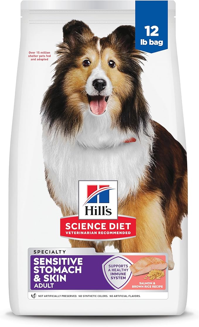 Hill's Science Diet Adult 1-6 Sensitive Stomach & Skin Dry Dog Food, Salmon Recipe, 12 lb. Bag