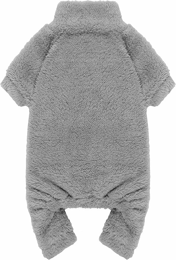 Fuzzy Pajamas Turtleneck Dog Clothes Warm Soft Cozy Lightweight Dog Pjs Sweaters for Small Dogs (Grey-XXS)