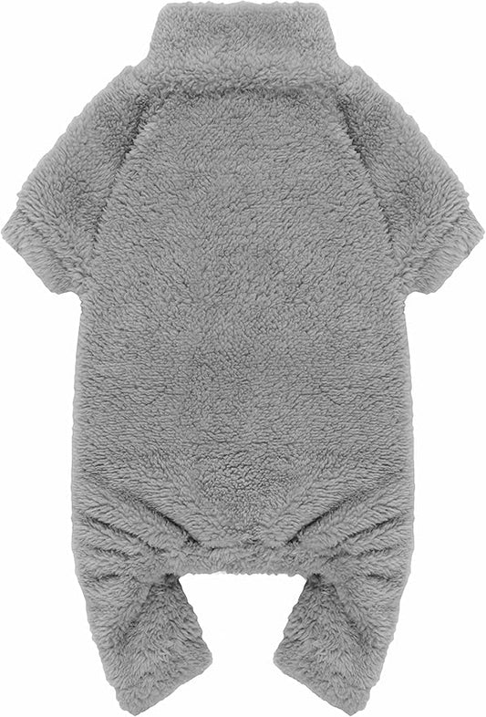 Fuzzy Pajamas Turtleneck Dog Clothes Warm Soft Cozy Lightweight Dog Pjs Sweaters for Small Dogs (Grey-XXS)