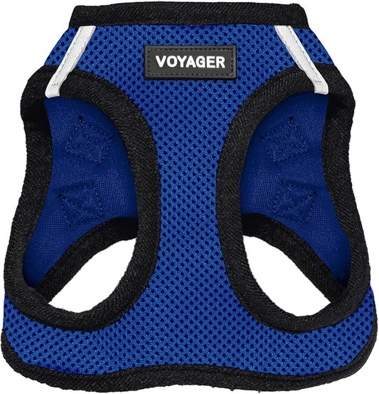 Best Pet Supplies Voyager Step-in Air Harness - All Weather Mesh, Reflective, No Pull Harness for Dogs, Cats - Secure with Hook & Loop Fastener, Buckle, Double D-Rings - Royal Blue/Black Trim, S