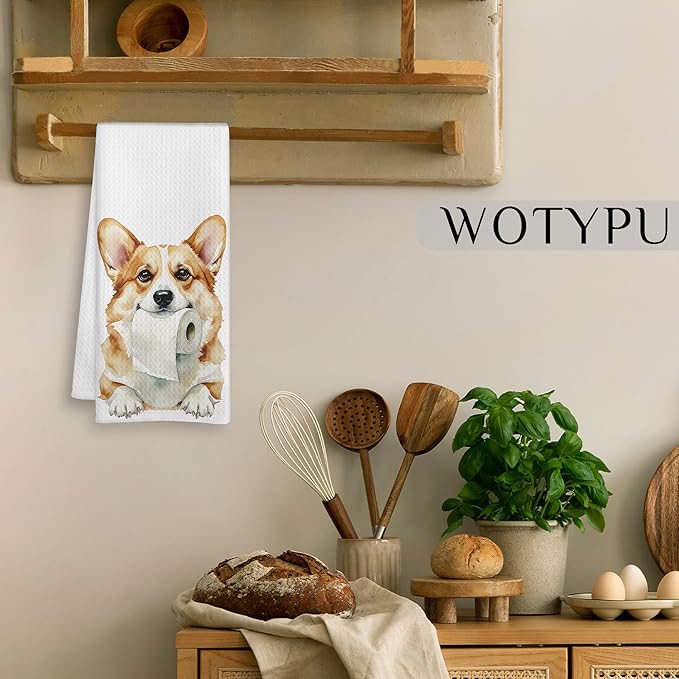 Funny Welsh Corgi Gifts Bathroom Hand Towels, Gifts for Corgi Lovers, Dog Lover Gifts Decorative Hand Towels for Kids Guest Bathroom Washroom Half Bath, 16x24 Inch