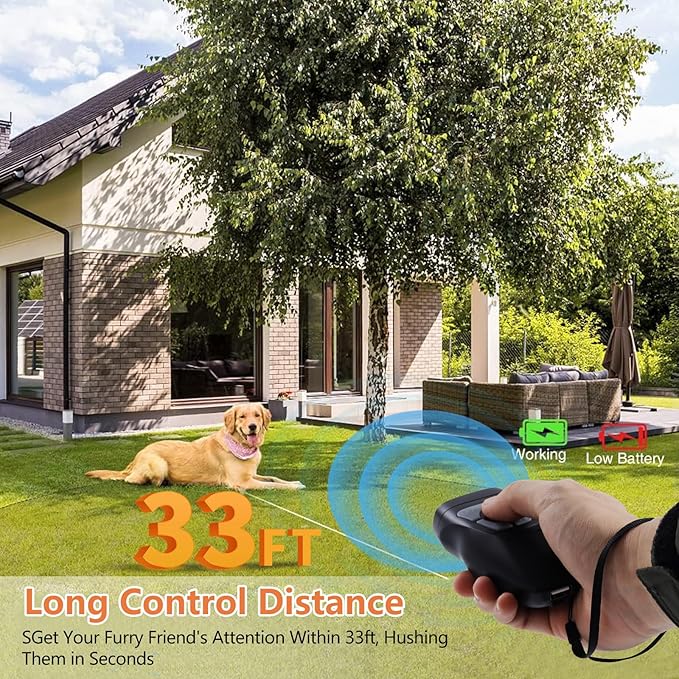 Dog Bark Deterrent Devices, Rechargeable Anti Barking Device for Dogs, Train Your Pet to Stop Bad Behavior Without Hurting it, with LED Light and Rechargeable Battery, Indoor and Outdoor Use