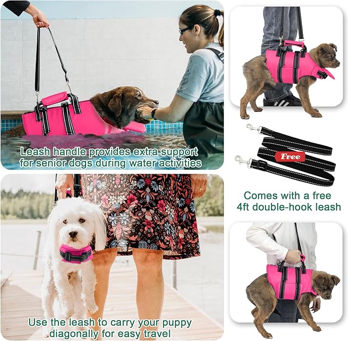 Fragralley Dog Life Jacket with Self-Locking Zipper, High-Buoyancy Ripstop Dog Swimming Vest, Floating Vest with Rescue Handle for Swimming and Boating, PFD Available for Small, Medium, and Large Dogs