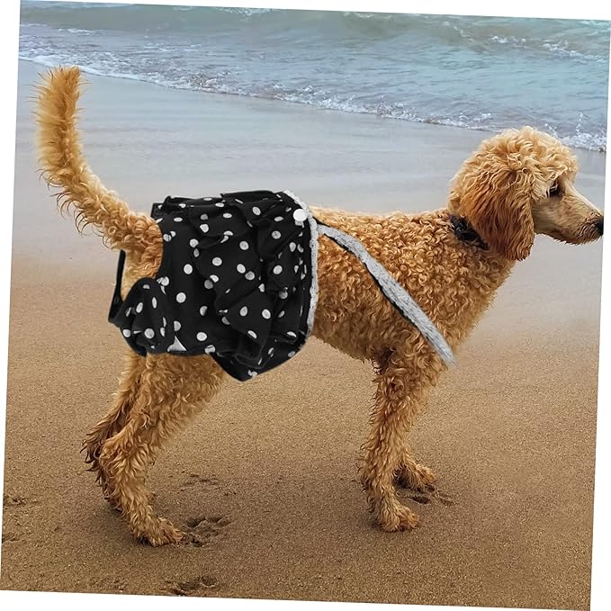 Toyvian Breathable Female Dog Pants Cotton Pet Physiological Pant for Puppies in Heat Moisture Absorbing Reusable Diapers to Prevent Unwanted Pregnancy and Keep Clean Black XL