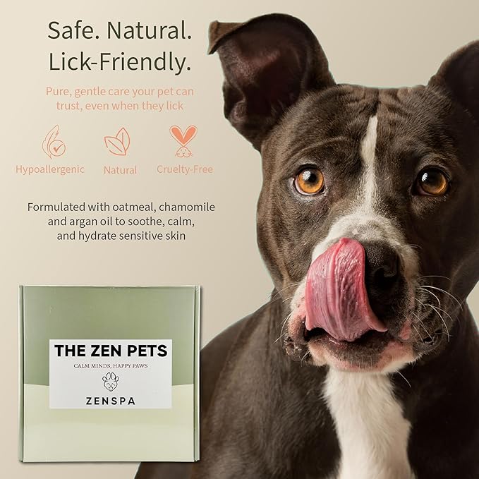 ZenSpa 4-in-1 Dog Spa Kit | Oatmeal Shampoo, Conditioner, Paw Cleanser and Nose Balm | Hypoallergenic Natural Formula for Sensitive Skin | All Breeds and Puppies
