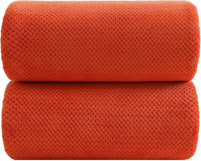 YTYC Towels,39x78 Inch Oversized Bath Sheets Towels for Adults Luxury Bath Towels Extra Large Sets for Bathroom Super Soft Microfiber 80% Polyester(Burnt Orange,2 Piece)
