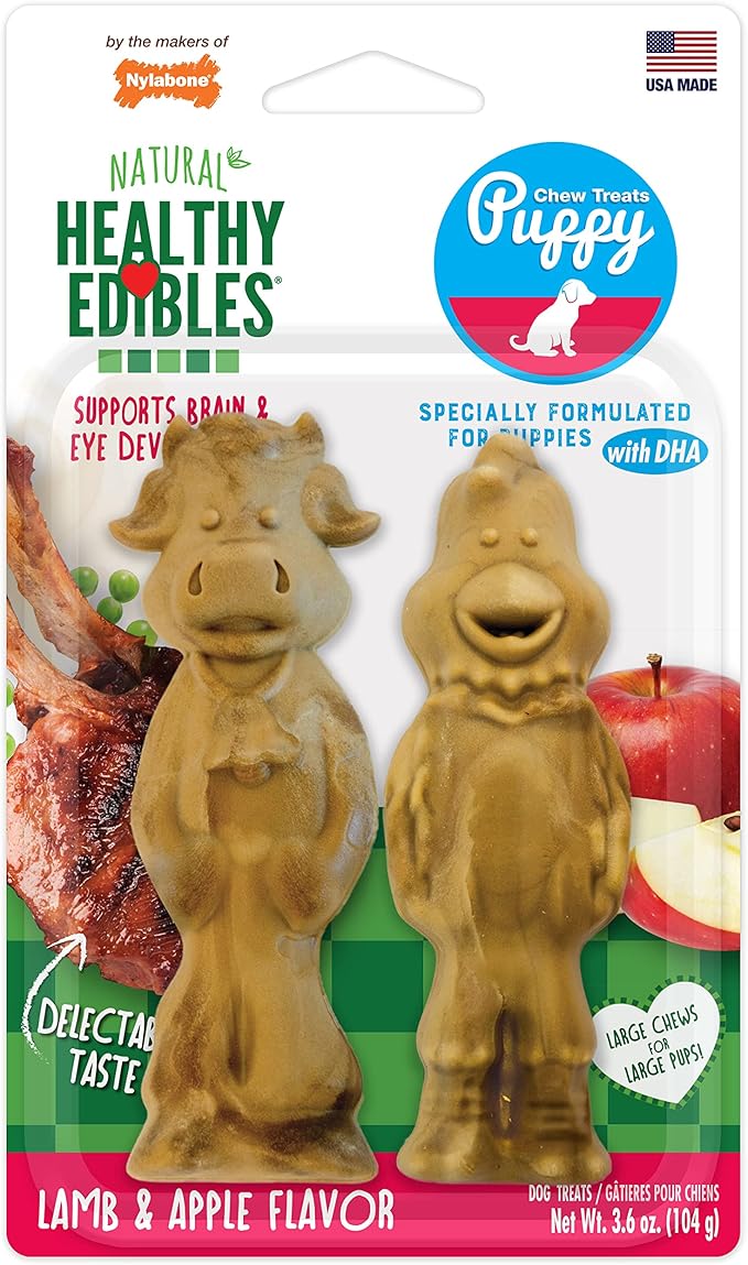 Nylabone Healthy Edibles All-Natural Puppy Chew Treats for Large Breed Puppies Medium/Wolf (2 Count)
