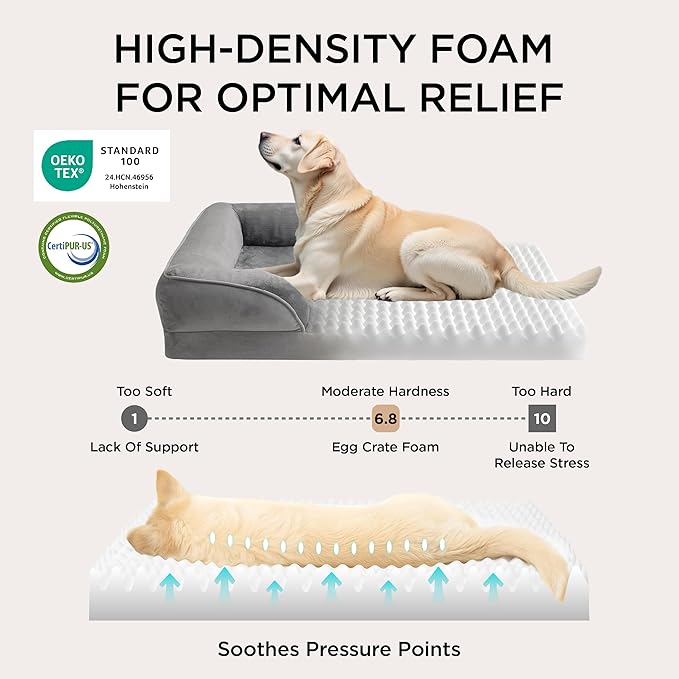 Bedsure XL Orthopedic Dog Bed for Extra Large Dogs - Washable XLarge Dog Cat Bed Waterproof, Comfort Dogs Couch Sofa with Washable Removable Cover, Pet Bed with Nonskid Bottom, Plush-Black, 42"