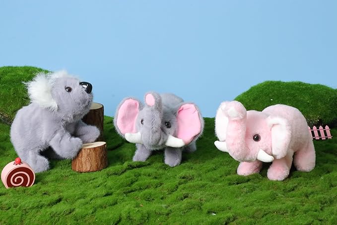 Hopearl Walking Elephant Interactive Crawling Elephish Electronic Plush Toy Animated Gifts for Toddlers Birthday, Gray, 9''