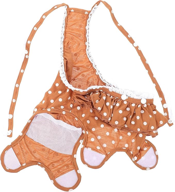 GANAZONO Dog Physiological Pants Female Pet Diapers Puppy Sanitary Panties with Sweet Polka Dot Skirt Brown XXL for Female Dogs in Heat and Incontinence
