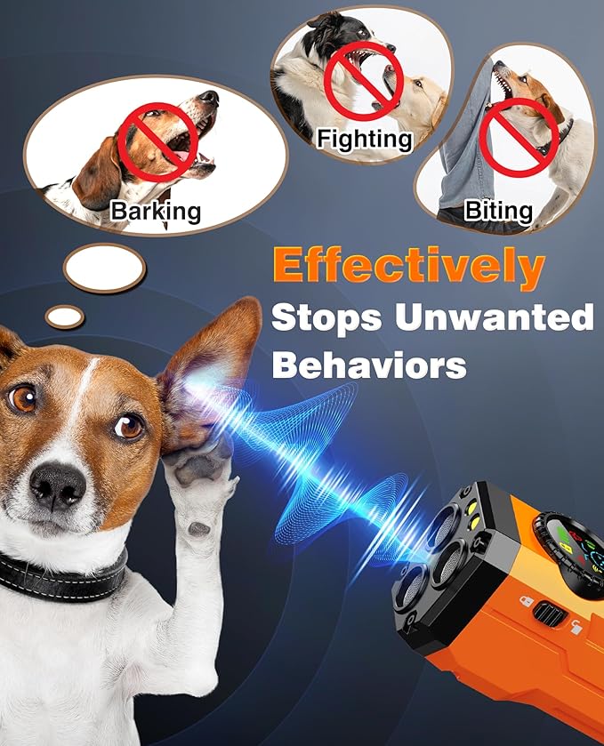 Dog Bark Deterrent Devices, 2025 Upgraded 3x Sonic Emitters Anti Barking Device for Own Or Neighbor's Dog, Safe & Effective Portable Ultrasonic Dog Bark Shield Rechargeable Dog Barking Silencer