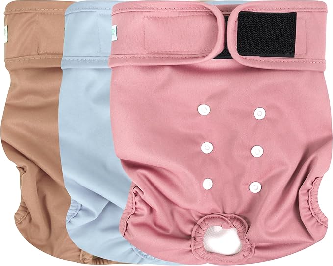 wegreeco Washable Dog Diapers Female Highly Absorbent Reusable Diapers for Doggie in Heat Dog Period for Heat Cycle, 3 Pack (Medium