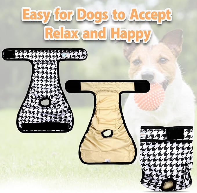 Langsprit Washable Female Dog Diapers (3 Pack) - No Leak Reusable Diapers for Doggy Female in Period - Highly Absorbent Dog Heat Panties with Adjustable Snaps XL
