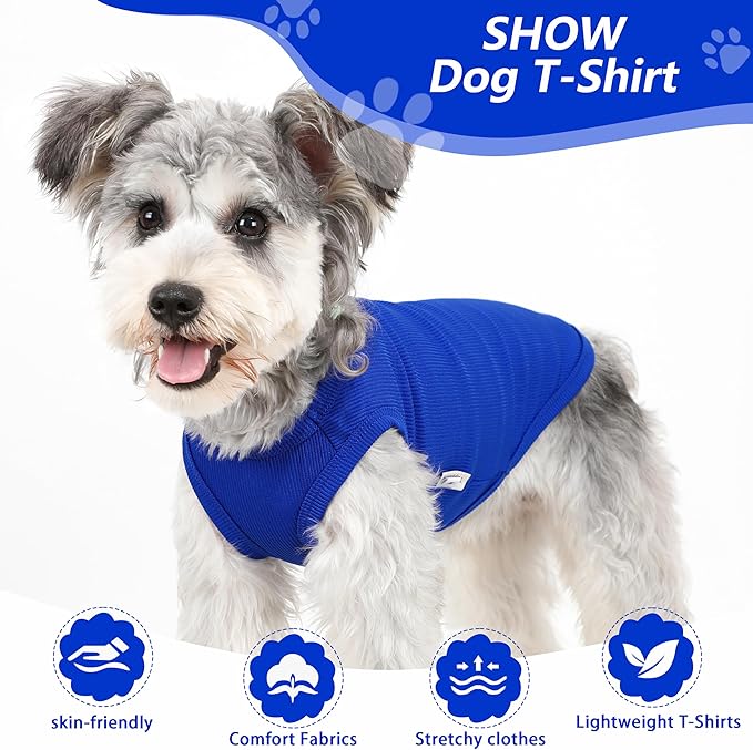 2 Pack Dog Clothes for Small Dogs Summer Dog Shirt Vest Girl Boy Lightweight Puppy T-Shirts Blank Soft and Cool Pet Clothing Sleeveless Medium Large Dog Outfit (White+Blue, XXX-Large)