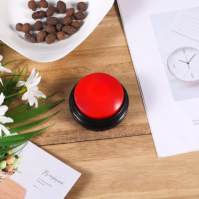 Pet Communication Button for Dogs, 30 Seconds Voice Recording Button Dog Pet Training Buzzer Pet Interactivity Device Dog Bells for Potty Training, Not Include Batteries (Red)