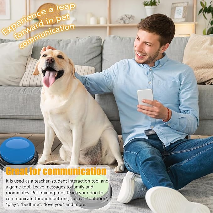 6Pcs Dog Buttons for Communication Voice, Recording Button Dogs for Words Talking and Answer, Pet Sound Answering Buzzer Best Toys fit Dog Tranning(6pcs)
