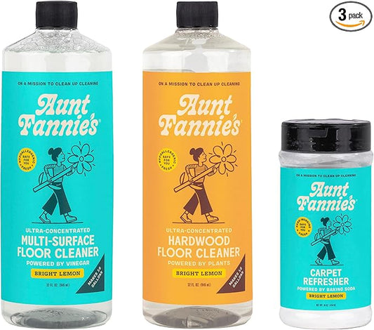 Aunt Fannie's Floor Bundle: Hardwood Cleaner, Multi-Surface Vinegar Floor Cleaner, and Carpet Refresher
