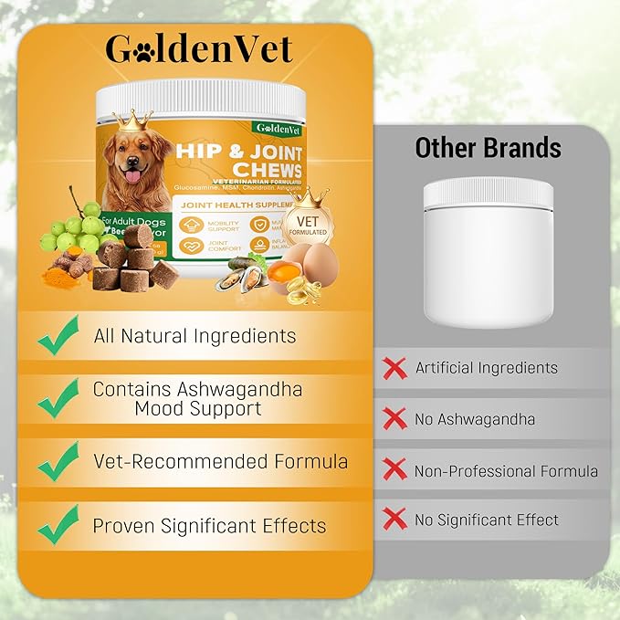 Hip and Joint Chews for Senior Dogs with Glucosamine HCL, Chondroitin, Green-lipped Mussel, Ashwagandha for Anti Inflammatory, Mobility Support, Muscle Maintenance, Joint Comfort (240 Ct)