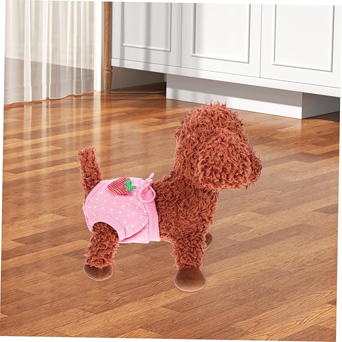 SUPVOX Pet Physiological Pants for Male Dogs Washable Strawberry Dot Comfortable Dog Diapers for and Heat for Home Use and Potty Training