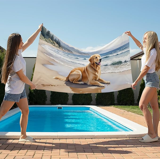 Golden Retriever Beach Towel, Golden Retriever Gifts Pool Towels, Dog Sand Towel Large Bath Towels Gifts for Women Men, Giftfor DogGolden Retriever Lovers, 29x60in