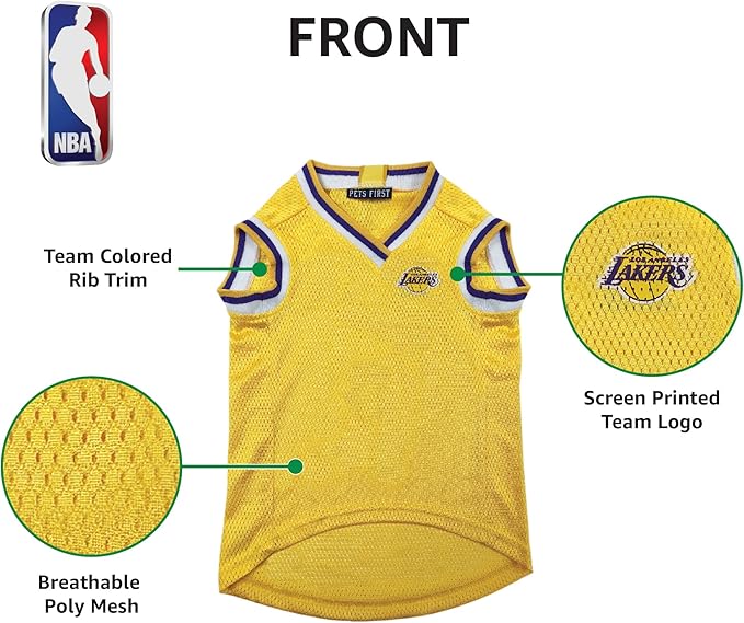 NBA LOS ANGELES LAKERS DOG Jersey, Large - Tank Top Basketball Pet Jersey
