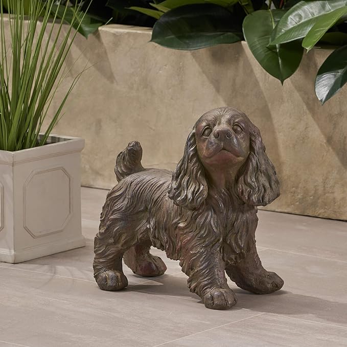Christopher Knight Home Messiah Outdoor Cocker Spaniel Dog Garden Statue, Brown Finish