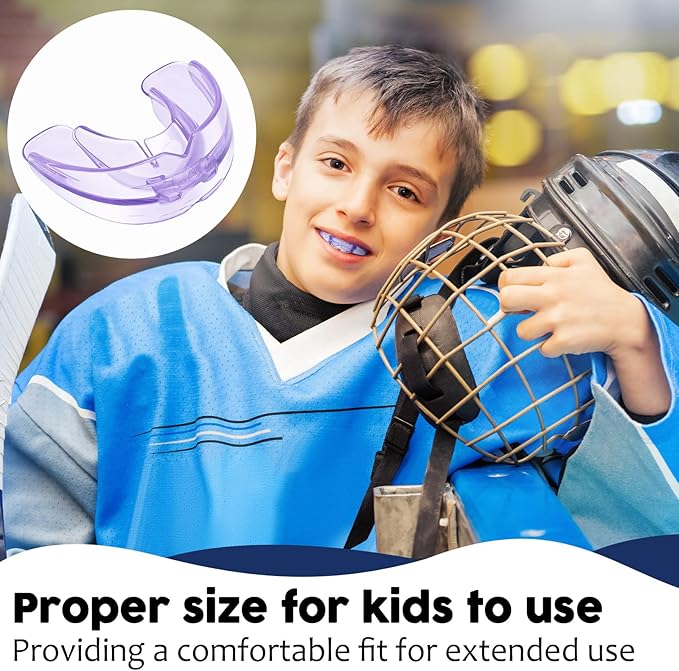 TOODOO 6 Pieces Braces Mouth Guard Kids Sports Mouth Guard for Kids Double Football Youth Mouthguards for Boxing Football Hockey Karate Basketball (Transparent Purple)