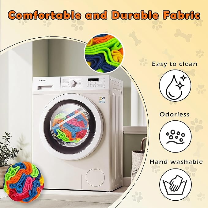 ABULL 5.9" Snuffle Ball for Dogs - Interactive Dog Puzzle Toy & Slow Feeder, Relieves Boredom & Exercises Sniffing by Sparking Foraging Instincts, Machine Washable for All Breeds (Rainbow, Medium)