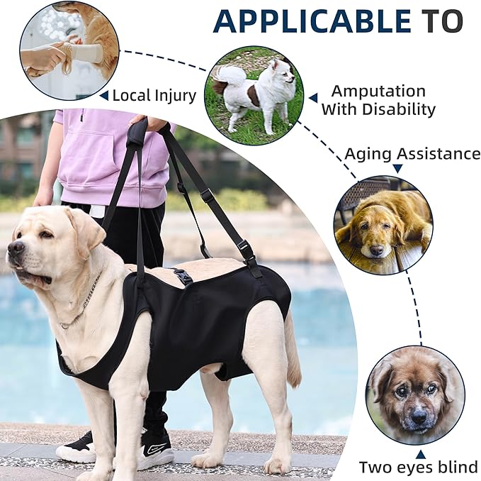 Dog Lift Harness, Emergency Backpack Pet Legs Support & Rehabilitation Sling Carrier, Adjustable Lifting Straps Carrier for Senior Elderly Dogs Joint Injuries Arthritis XL