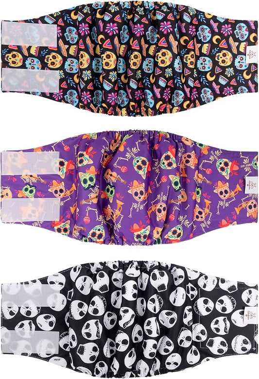 CuteBone Halloween Male Dog Diapers Belly Bands 3 Pack for Male Dogs Wraps Washable Doggie Pants DM23M
