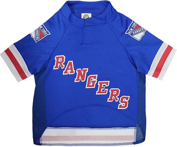 NHL New York Rangers Jersey for Dogs & Cats, Large. - Let Your Pet Be A Real NHL Fan!
