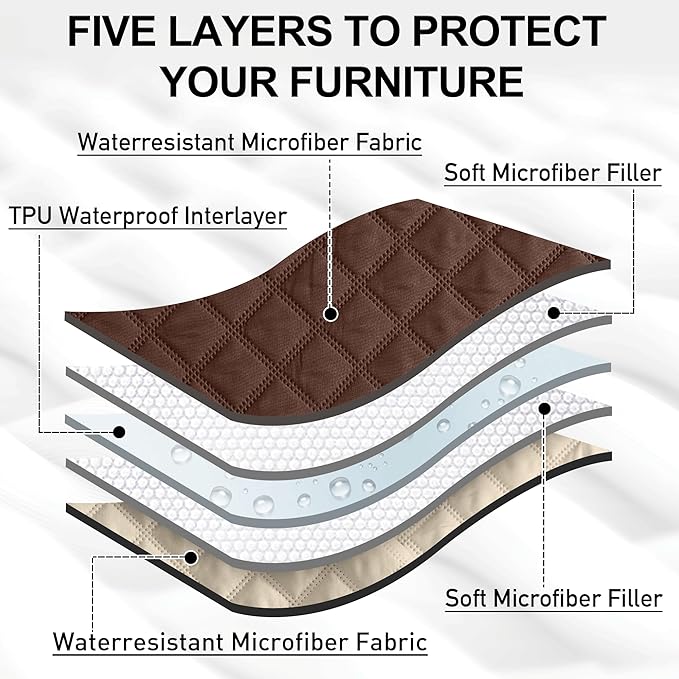 NICETOWN 100% Waterproof Dog Bed Cover Reversible Leak Proof Couch Cover Washable Sofa Furniture Protector Blanket for Pets Kids Children Dog Cat (82 x 82 Inch, Chocolate/Sand, 1 Panel)
