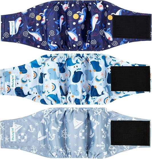 Paw Legend Washable Dogs Diapers Male Dog Belly Bands for Male Dogs Diapers Reusable Puppy & Doggie Diapers Male (3 Pack, XX-Large)