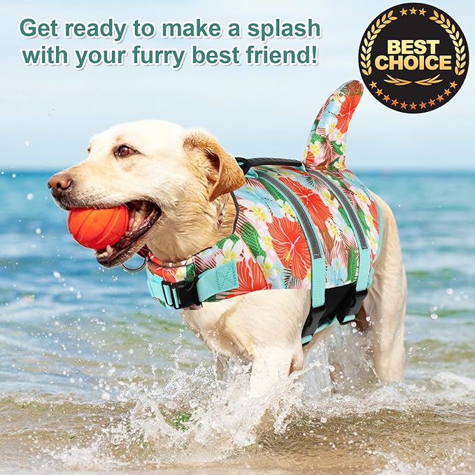 Fragralley Shark Dog Life Jacket, Adjustable Dog Life Vest with Shark Fin, Suit for Small Medium Large Dog Life Vest for Swimming, Boating, Pool, Beach