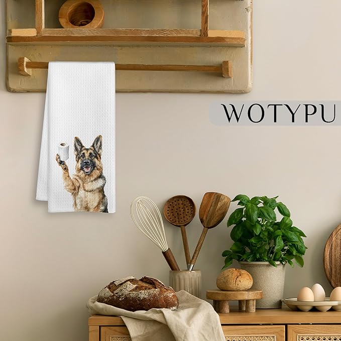 Funny German Shepherd Gifts Bathroom Hand Towels, German Shepherd Dog Lovers Gifts Decorative Hand Towels for Kids Guest Bathroom Washroom Half Bath, 16X24 Inch