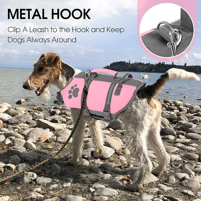 Queenmore XS Dog Life Jacket, Puppy Life Jackets for Small Dogs, Small Dog Life Vest for Swimming, Lightweight Extra Small Dog Life Vest with Handle Adjustable Pet Life Vest for Boating, Cat Lifevest