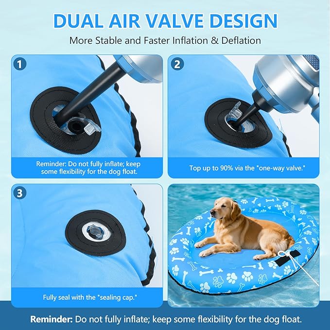 59'' x 39''Inflatable Dogs Pool Float with Rope - Tear Resistant Oxford Stable Support Puppy Floating Raft,Inflatable Summer Doggies Raft Toy for Small Medium Large Dogs Up to 88lb (Blue)