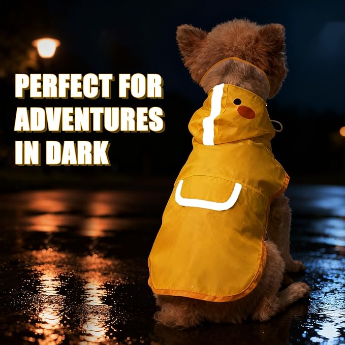 Dog Raincoat,Adjustable Waterproof Cloak Pet Hooded Raincoat Jacket,Cute Yellow Duck Poncho for Pet,Large