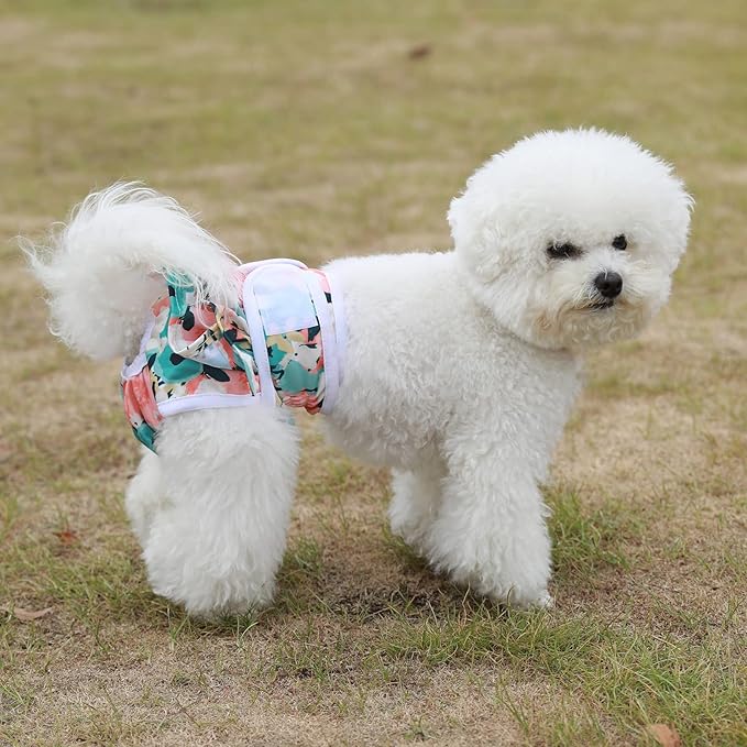 Washable Dog Diapers Female 3 Pack Reusable Highly Absorbent Doggie Diapers, Flexible Doggy Diapers Female Durable Leak-Proof Diapers for Dog Period Heat Incontinence Potty Training, Medium