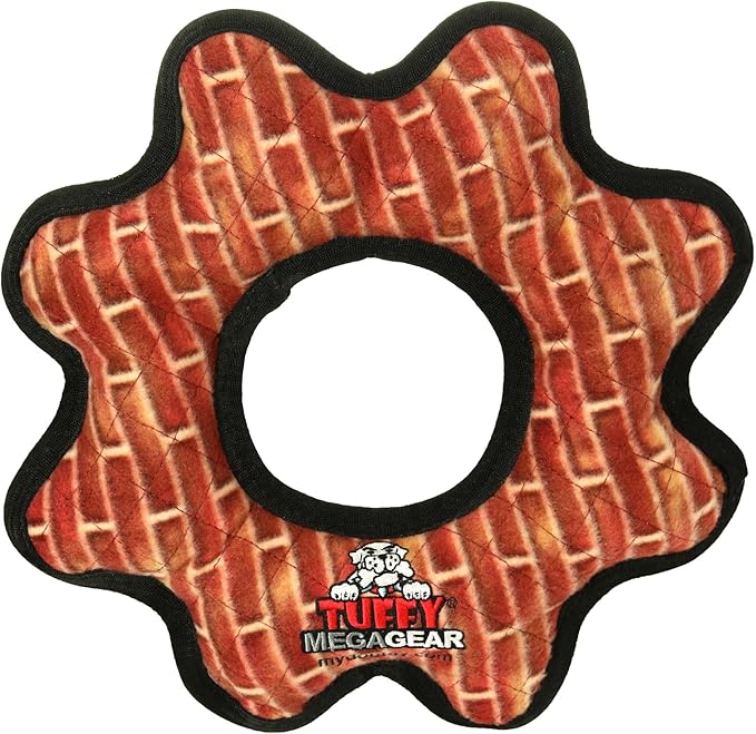 TUFFY - World's Tuffest Soft Dog Toy - MEGA - Gear Ring Brick -Multiple Layers. Made Durable, Strong & Tough. Interactive Play (Tug, Toss & Fetch). Machine Washable & Floats
