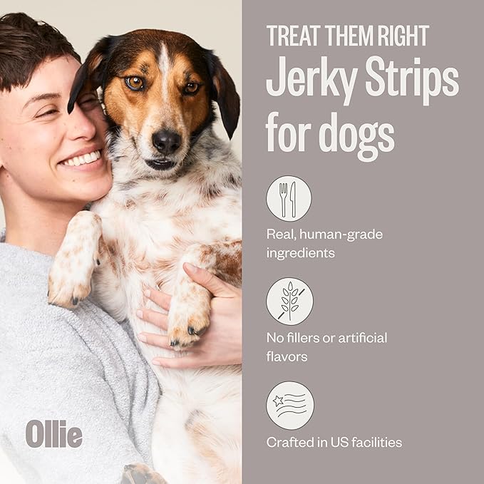 Ollie Jerky Dog Treats Variety Pack, Chicken and Apple and Beef and Sweet Potato Bundle, All Natural, Healthy, Made with Real Meat 5 Oz. Pack of 2