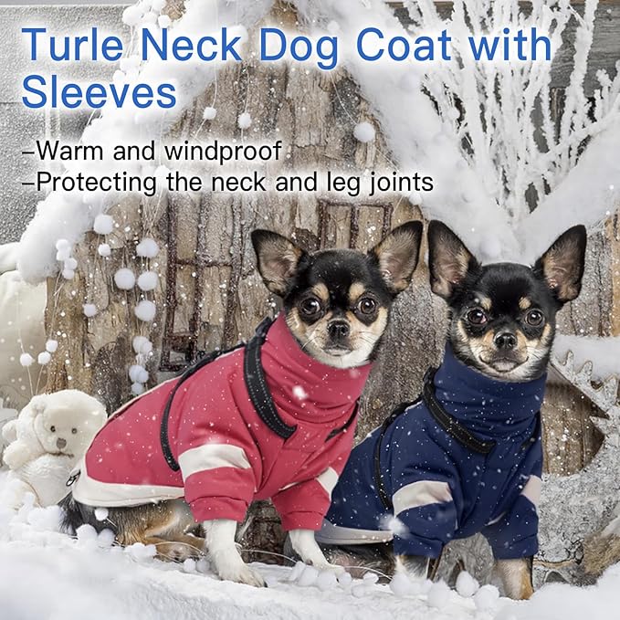 XXX-Large Dog Coat with Reflective Harness 2 in 1 for Dog Walking | Winter Turtleneck Windproof Coat for Large Dogs,Snowsuit with Sleeves Protect Joints,Cold-Weather Clothing(Pink)
